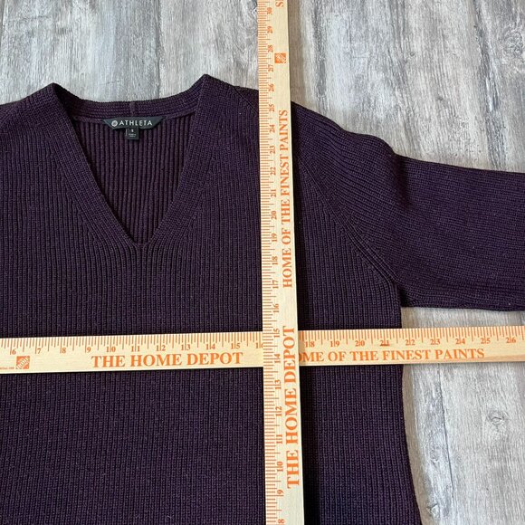 Athleta Switchback Wool-Blend Sweater, Auberge Purple, V-Neck Oversized, Small - Picture 8 of 8
